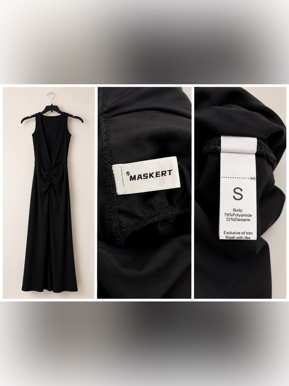 MASKERT Black Twist Front Wide Leg Jumpsuit Size S - Picture 5 of 5
